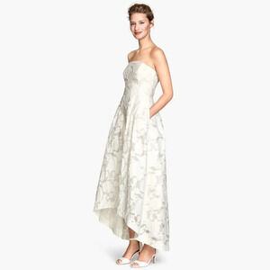 H&M Organza Bandeau Cream White Long Dress EUC EU42